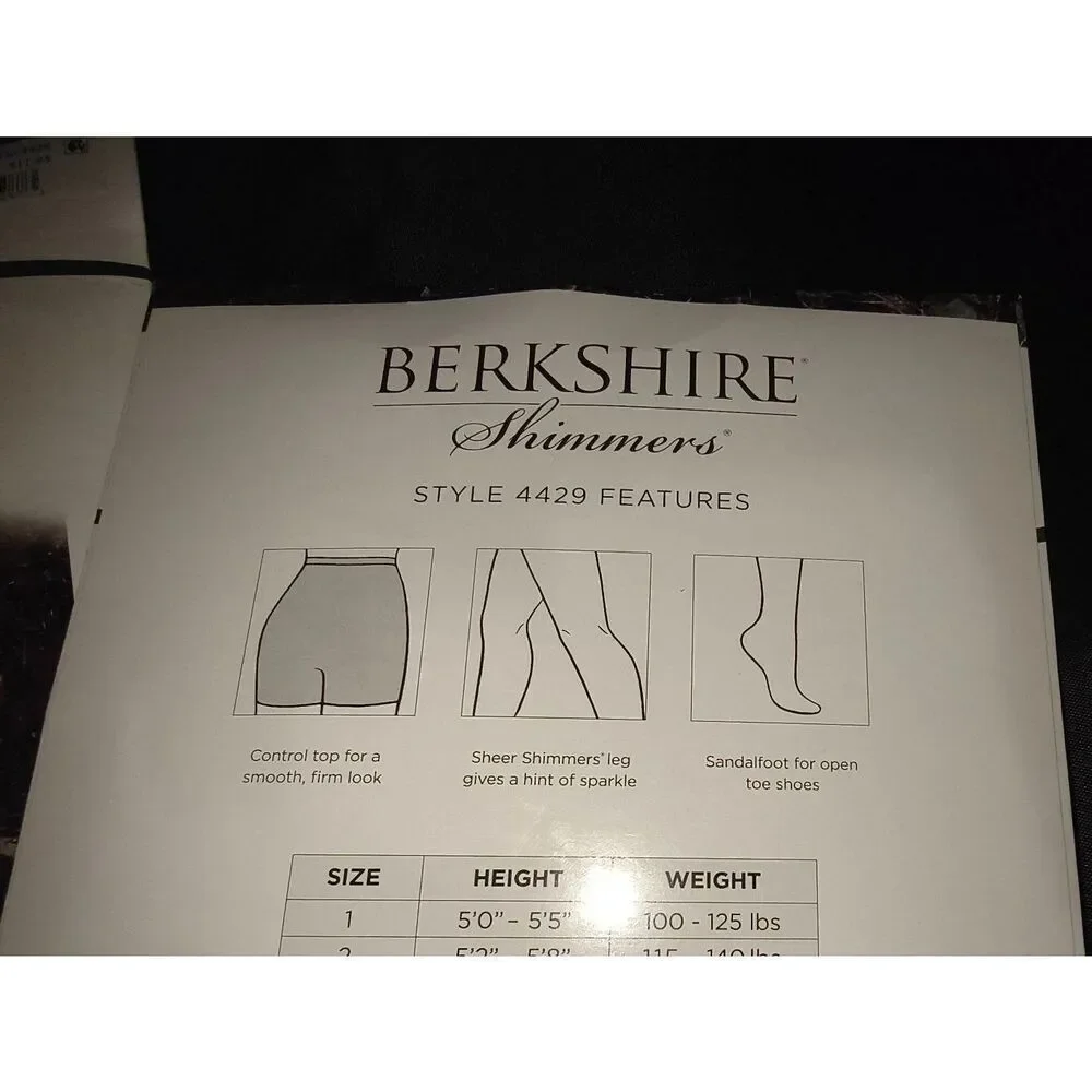 Lot of 3 Berkshire Shimmers Ultra Sheer Control Top Pantyhose with Sandalfoot To
